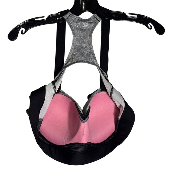 Victorias Secret Pink Active Ultimate Push-Up Sports Bra Gray/Black L - Picture 3 of 7